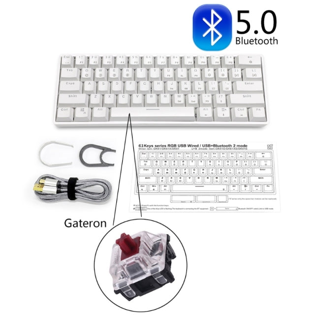 Skyloong GK61 - Bluetooth LED Backlit Gaming Mechanical Keyboard