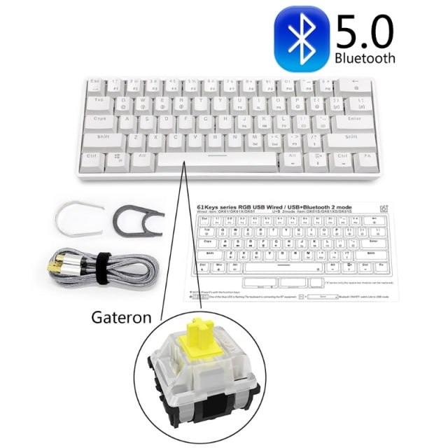 Skyloong GK61 - Bluetooth LED Backlit Gaming Mechanical Keyboard