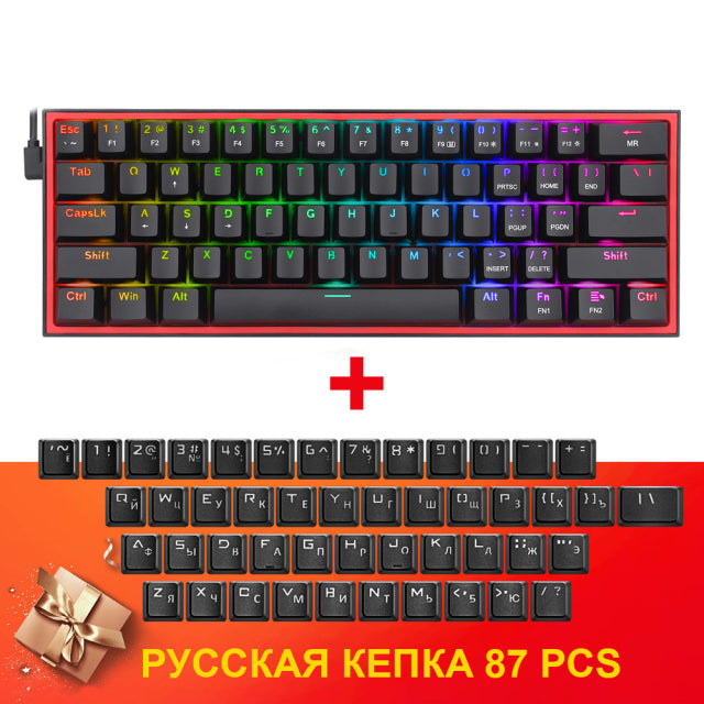 REDRAGON - Wired Red Switch Mini Mechanical Gaming Keyboard